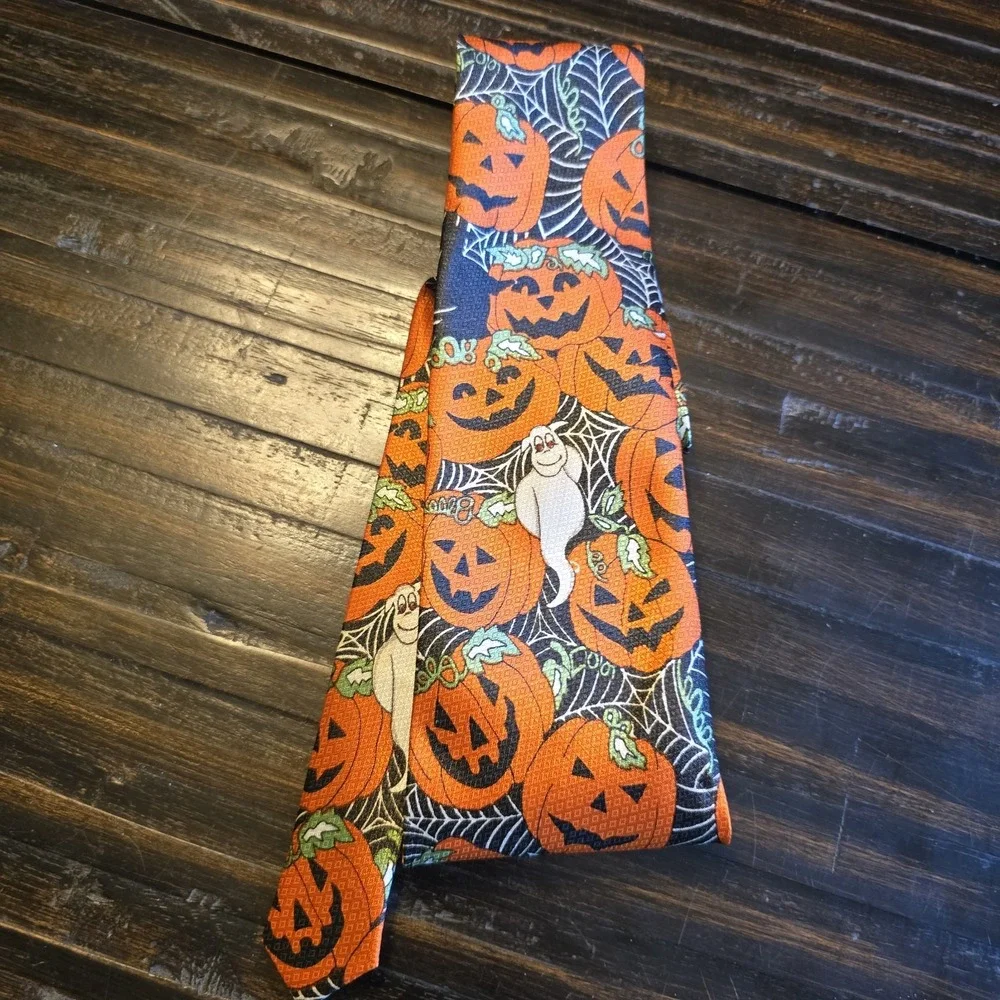 Halloween Holiday Neck Tie Costume‎ Pumpkins Ghost Witch Webs Classic Men's